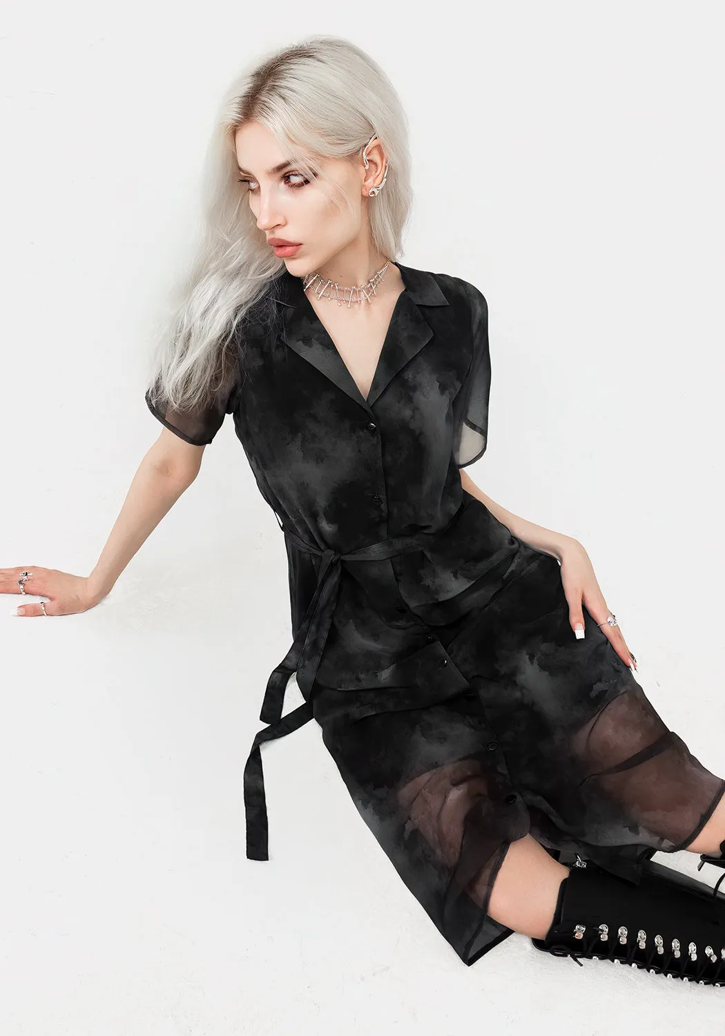 Tempest Midi Tie Waist Shirt Dress