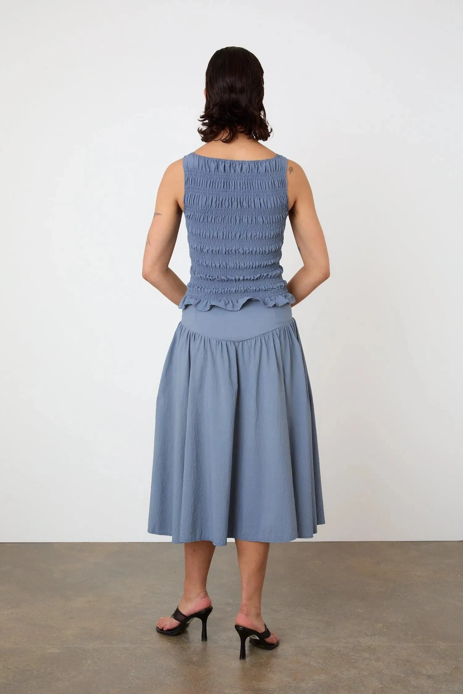 The Deba Midi Skirt, Denim Blue