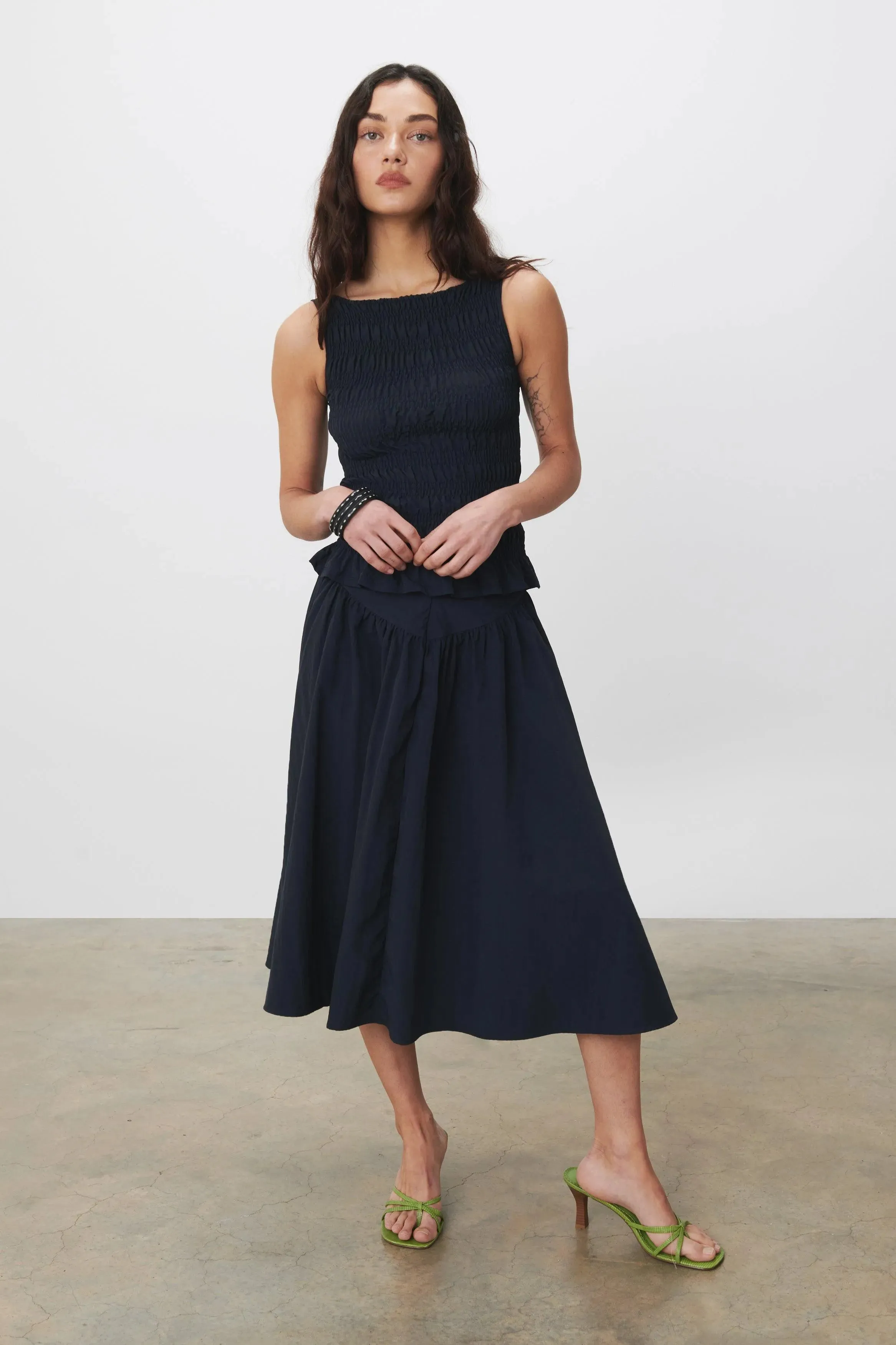 The Deba Midi Skirt, Navy