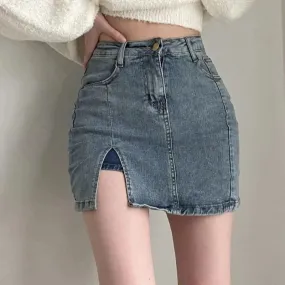 Toleet-Korean High Wiast Denim Mini Skirt Women Summer Sexy Tight Bag Hip Skirts Woman 2023 Slim Fit Y2K Short Skirts Female