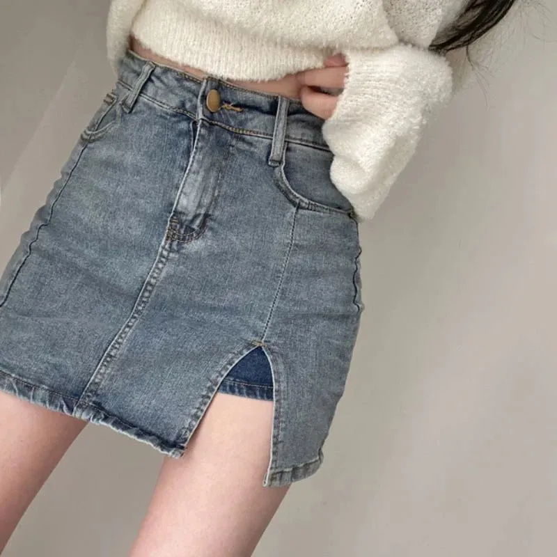 Toleet-Korean High Wiast Denim Mini Skirt Women Summer Sexy Tight Bag Hip Skirts Woman 2023 Slim Fit Y2K Short Skirts Female