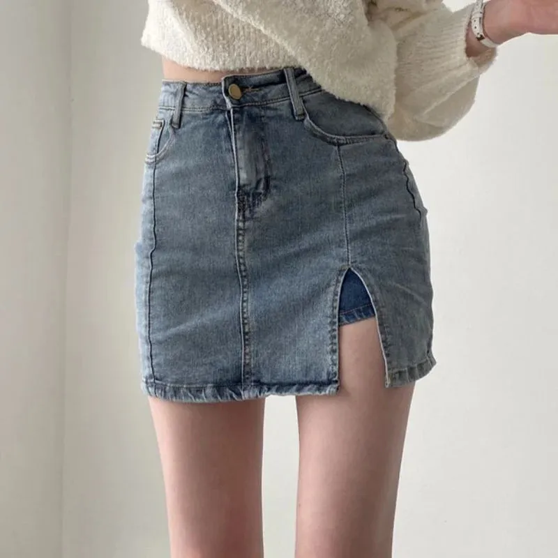 Toleet-Korean High Wiast Denim Mini Skirt Women Summer Sexy Tight Bag Hip Skirts Woman 2023 Slim Fit Y2K Short Skirts Female