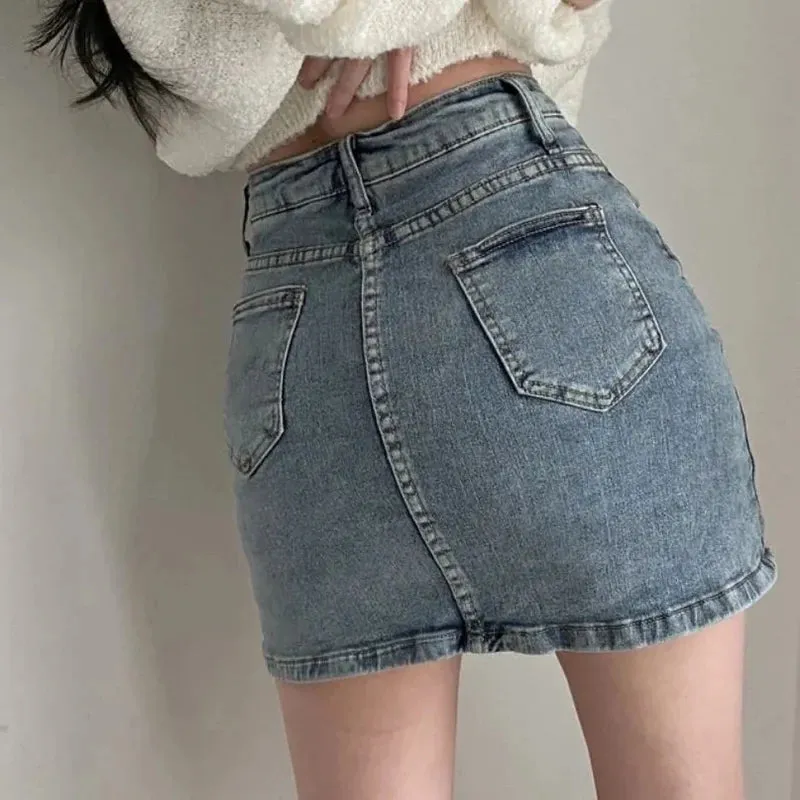 Toleet-Korean High Wiast Denim Mini Skirt Women Summer Sexy Tight Bag Hip Skirts Woman 2023 Slim Fit Y2K Short Skirts Female