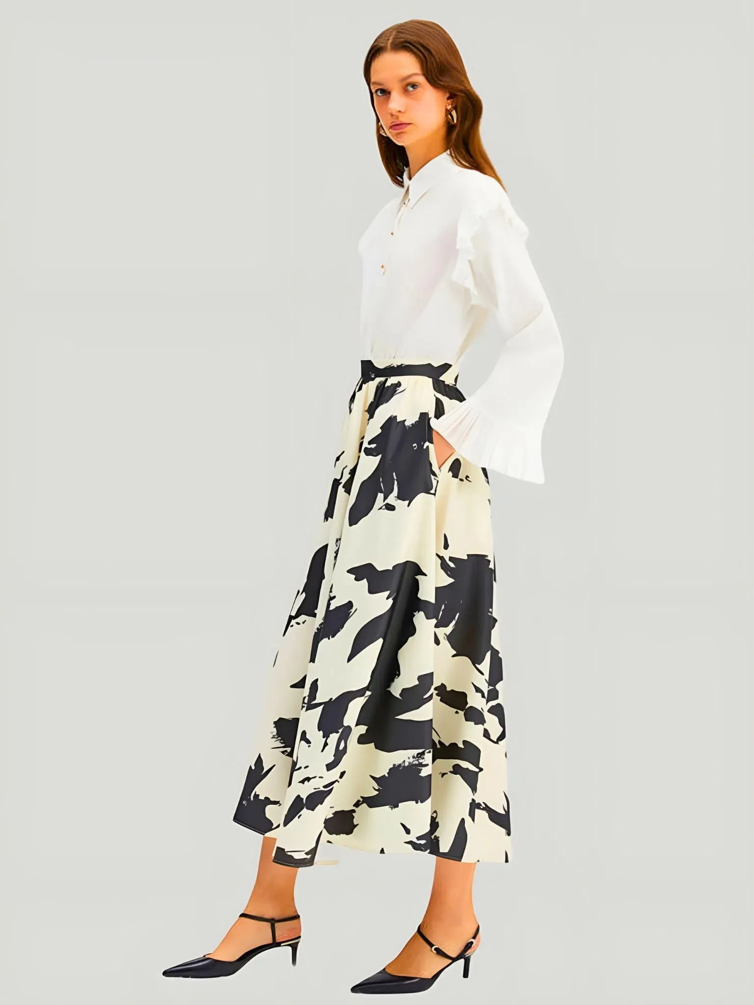 TOUCHÉ Patterned Satin Skirt