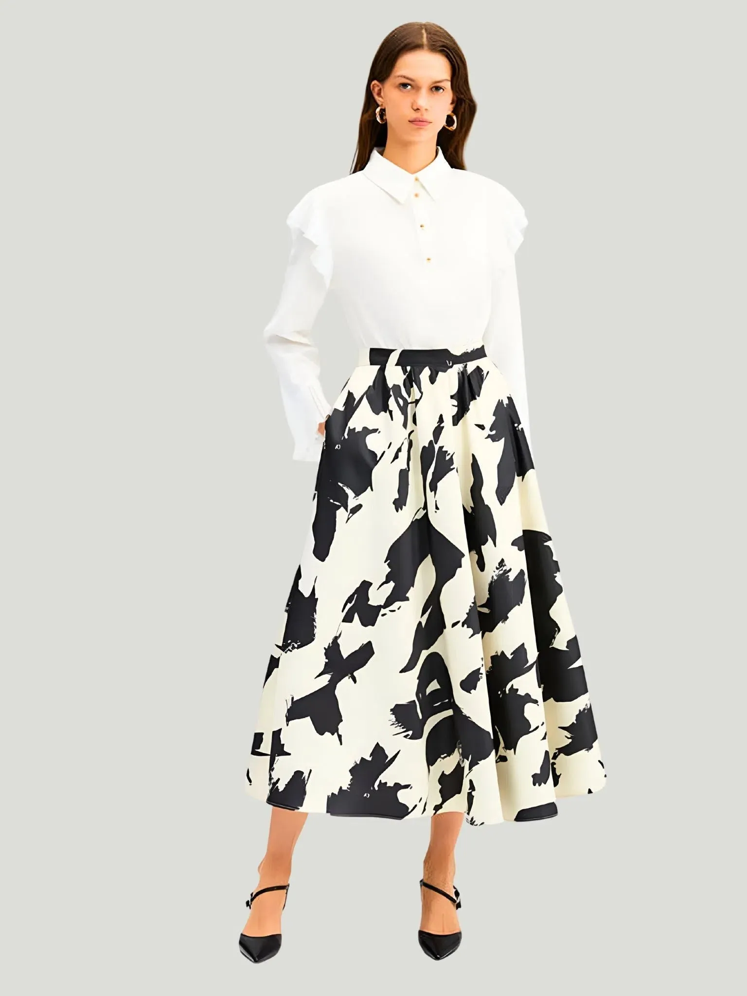 TOUCHÉ Patterned Satin Skirt