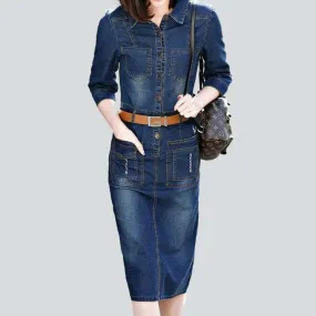 Trendy dark tube denim dress