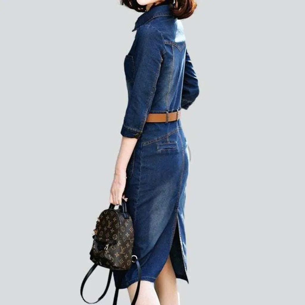 Trendy dark tube denim dress