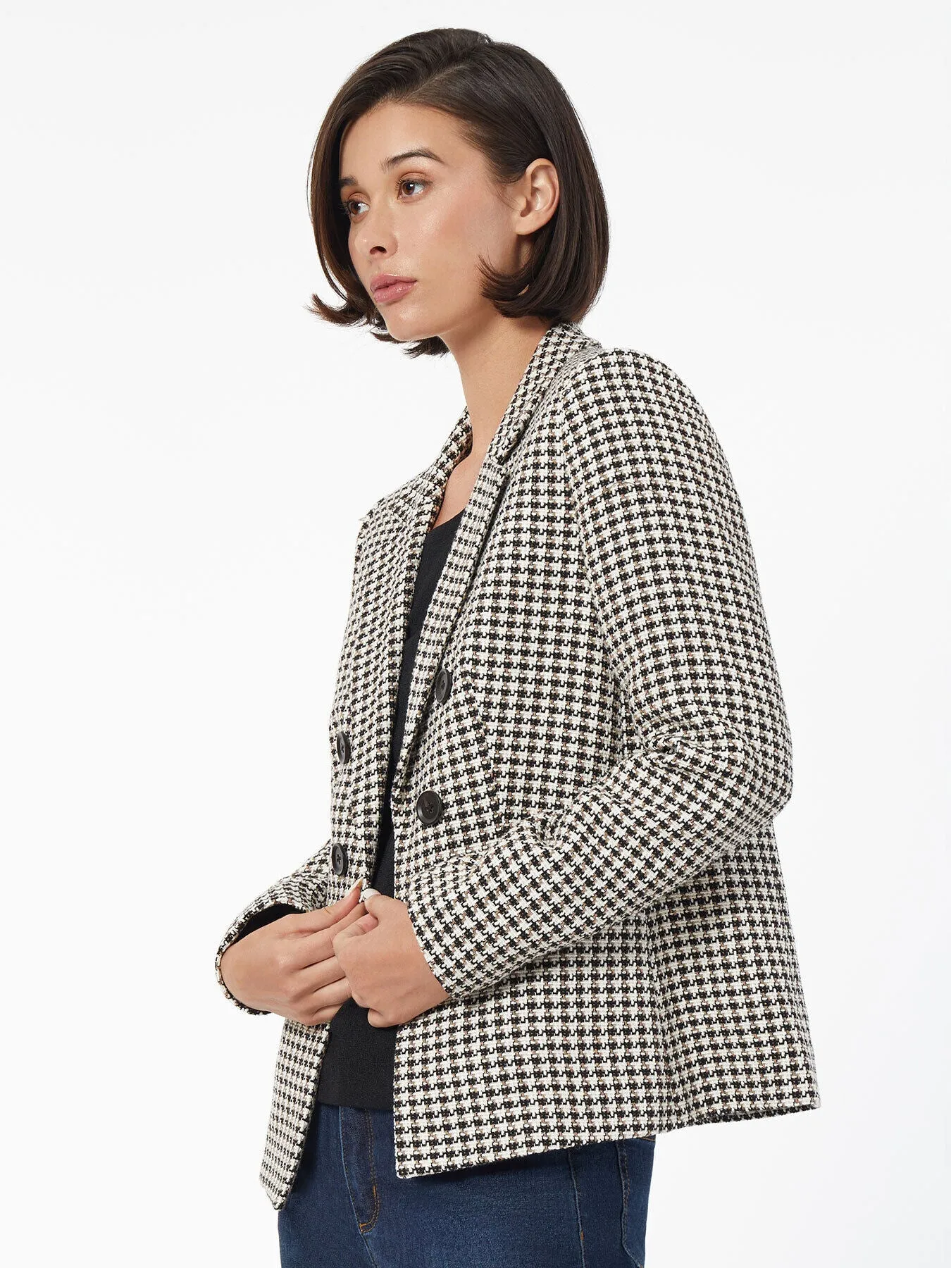 Tweed Faux Double Breasted Jacket