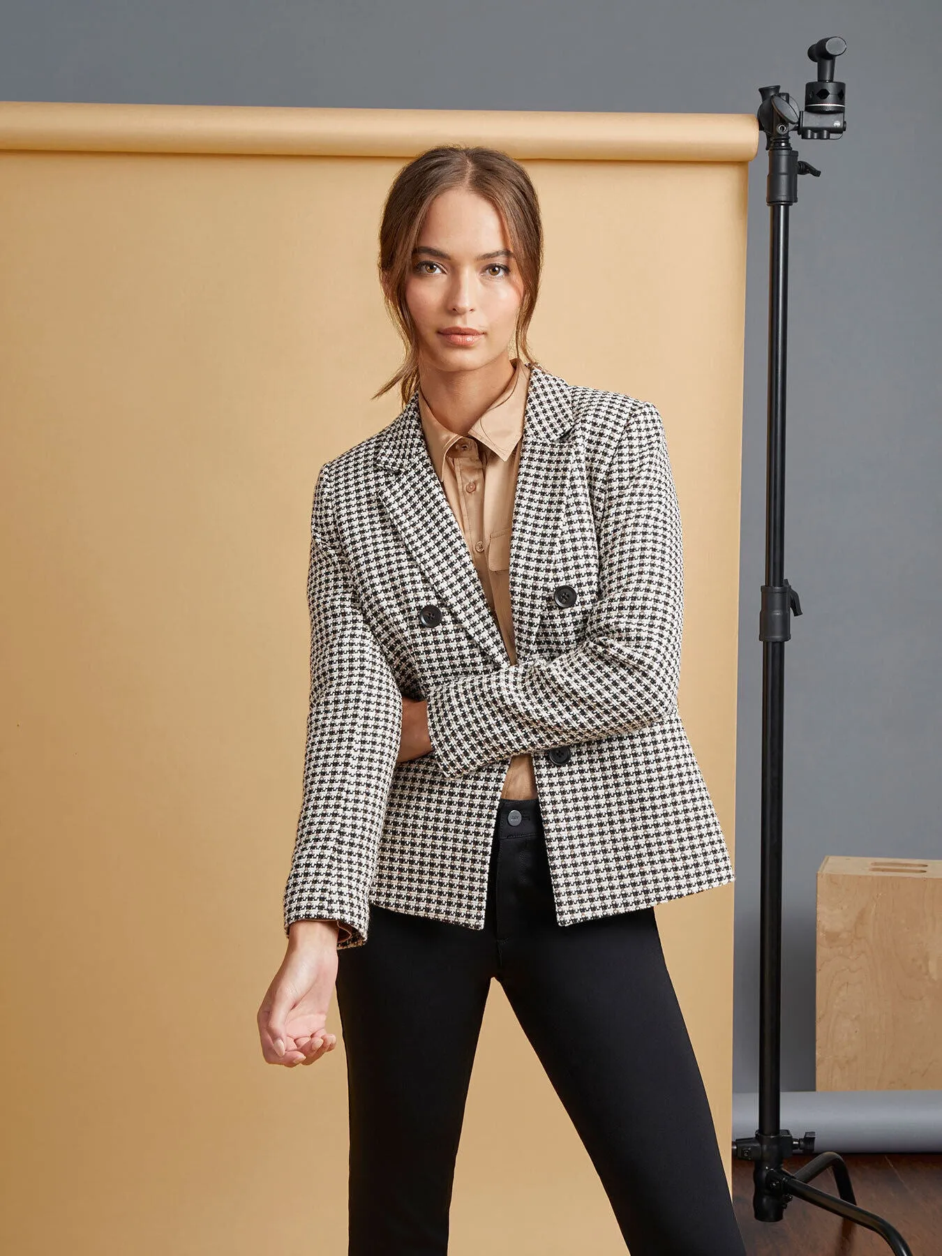 Tweed Faux Double Breasted Jacket