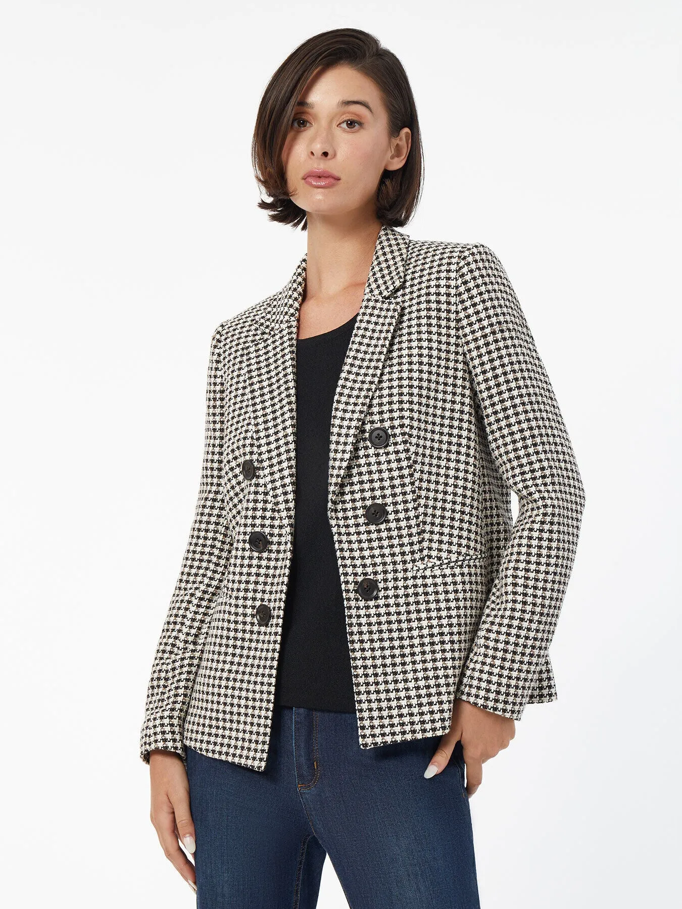 Tweed Faux Double Breasted Jacket