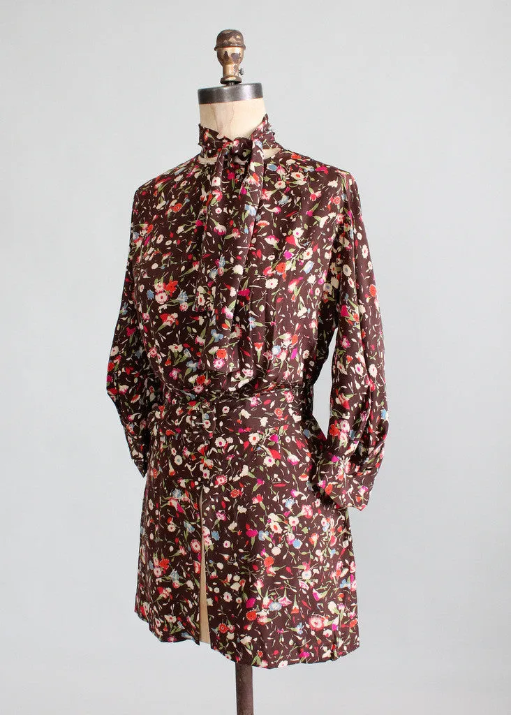 Vintage 1930s Art Deco Floral Rayon Blouse