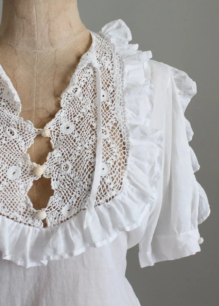 Vintage 1930s Bonita Crochet and Ruffle Blouse