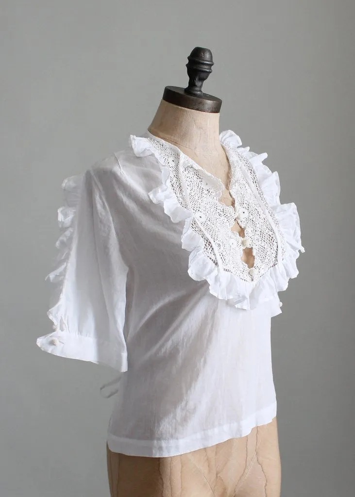 Vintage 1930s Bonita Crochet and Ruffle Blouse