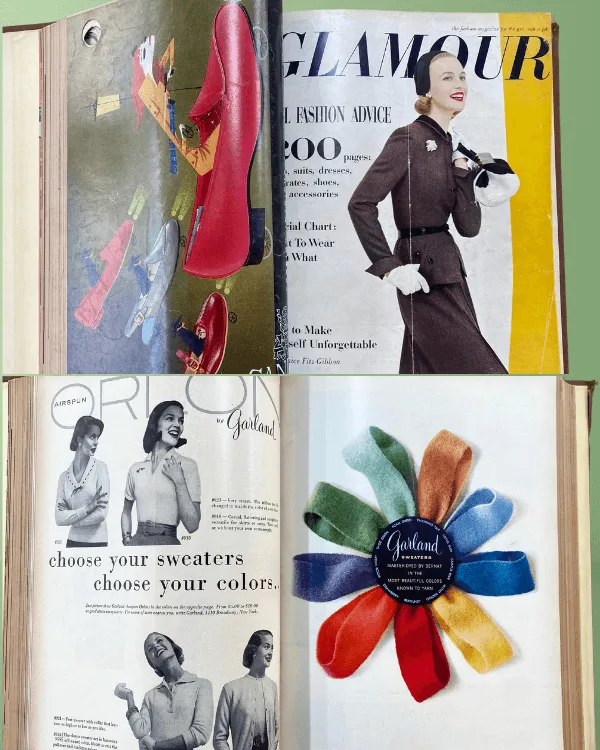 Vintage 1955 GLAMOUR Magazine Hardcover Book | August-December