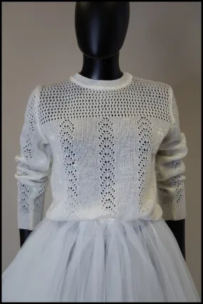 Vintage 1980s Ivory Lace Knit Sweater