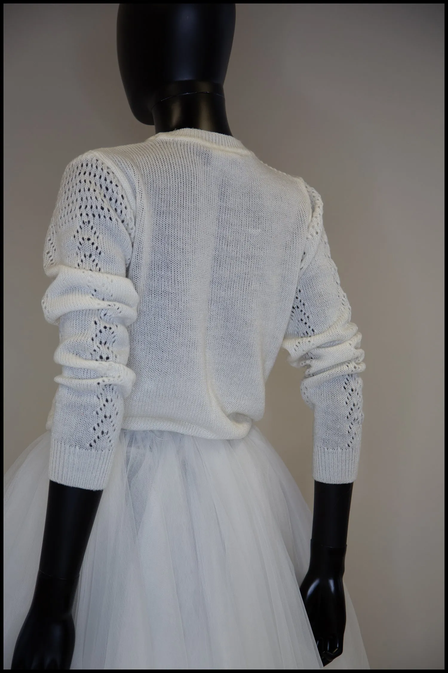 Vintage 1980s Ivory Lace Knit Sweater