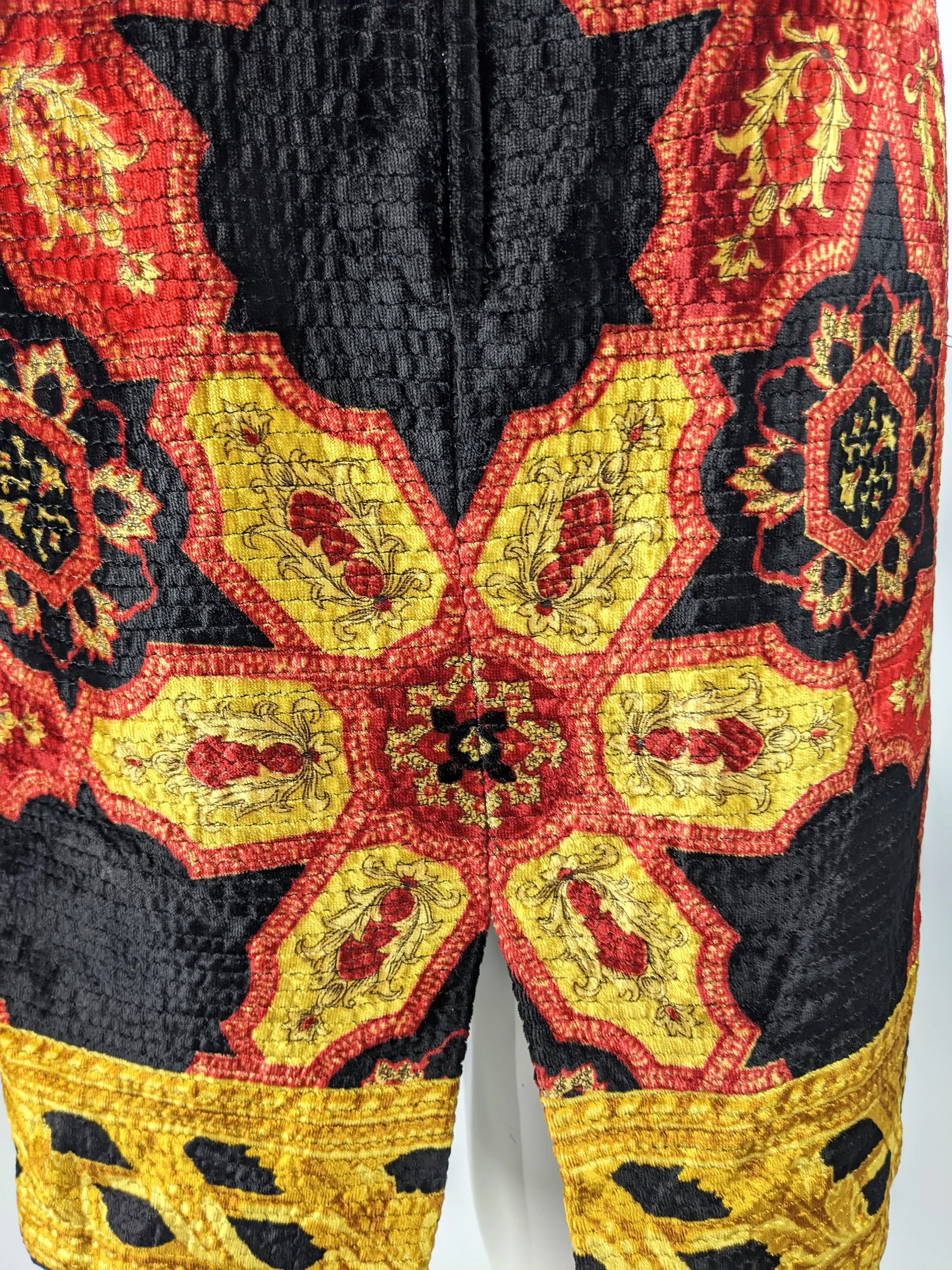 Vintage Baroque Print Velvet Party Skirt, 1980s