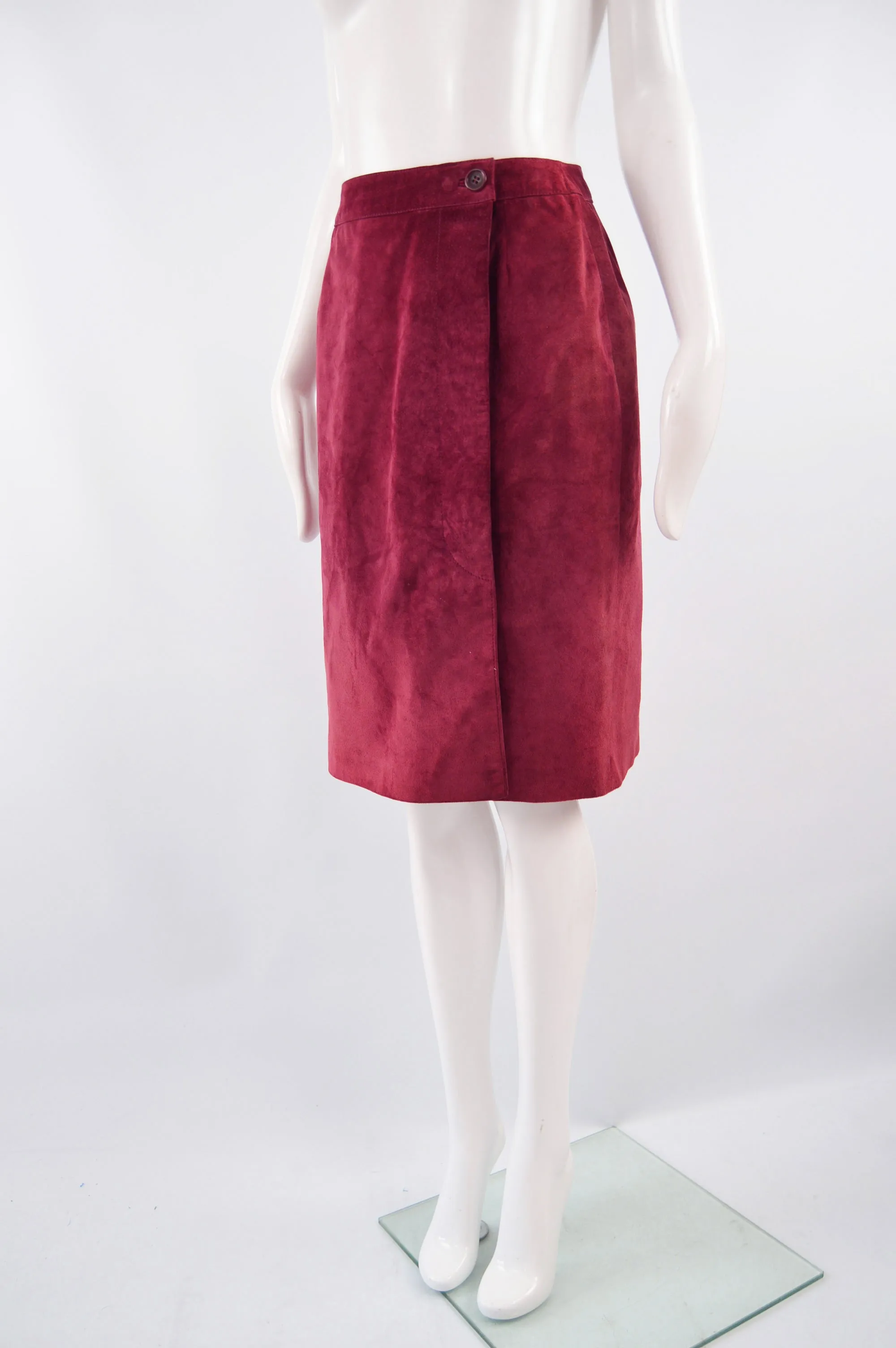 Vintage Cherry Red Suede Skirt, 1980s