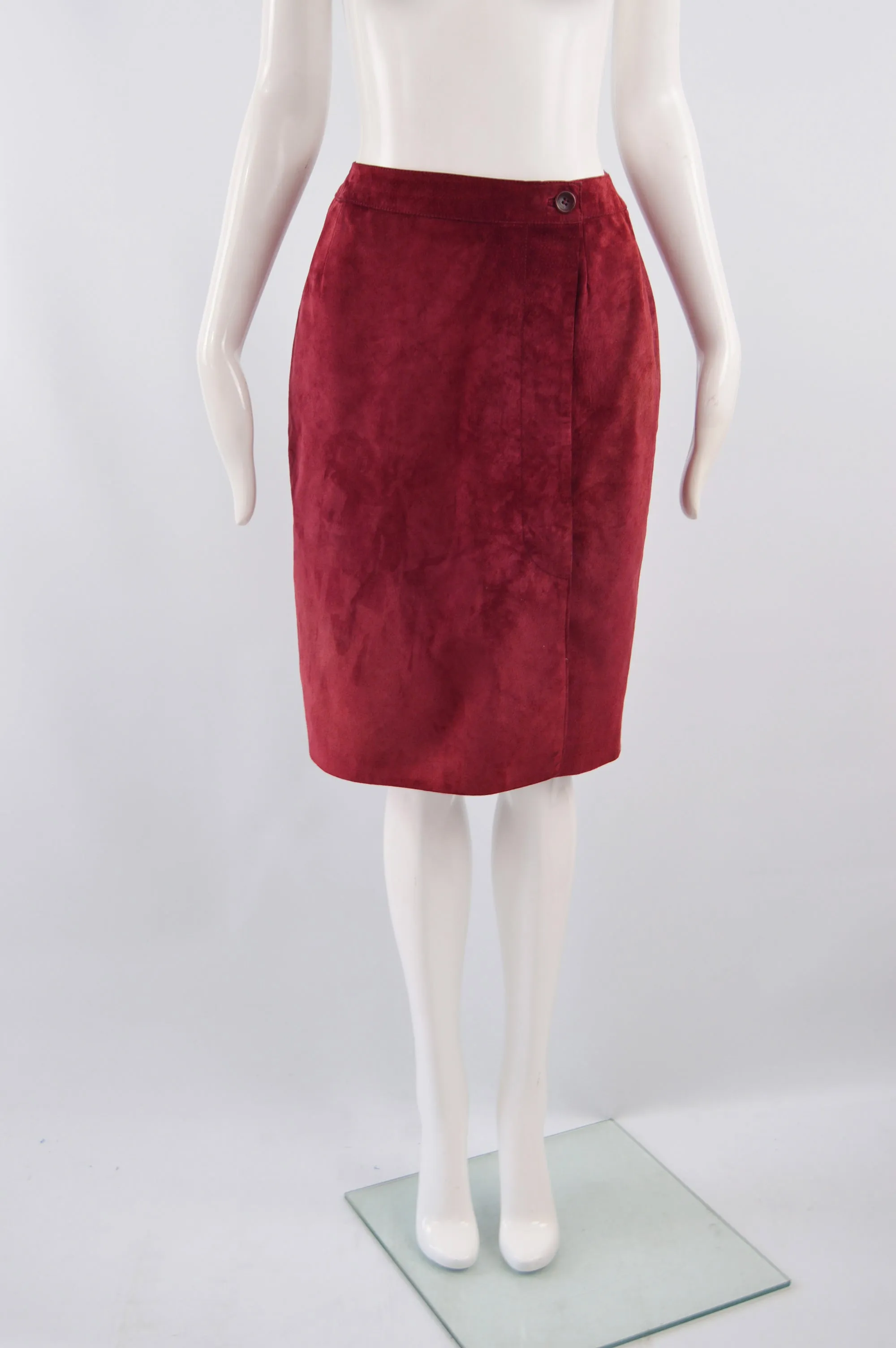 Vintage Cherry Red Suede Skirt, 1980s