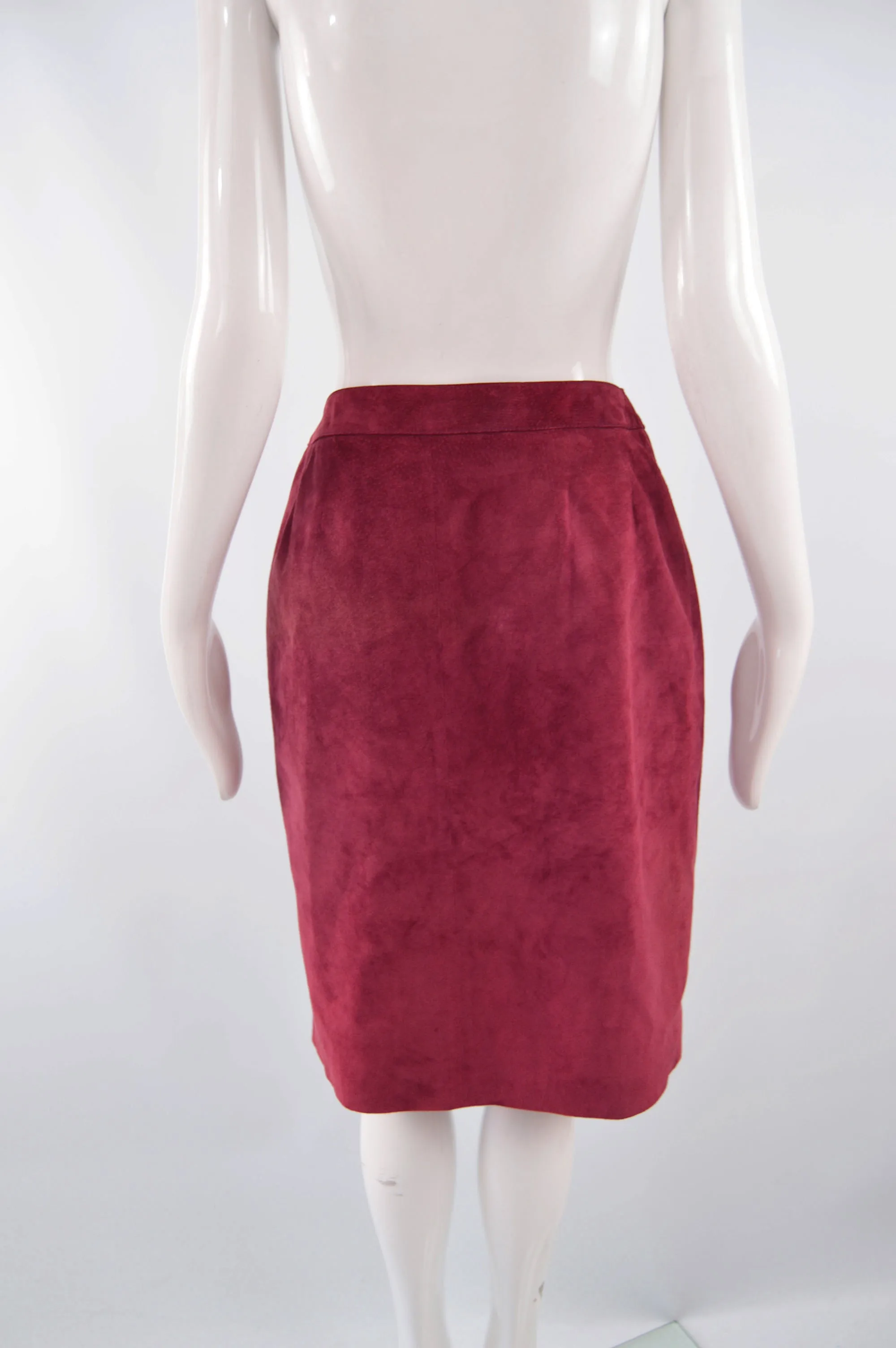 Vintage Cherry Red Suede Skirt, 1980s