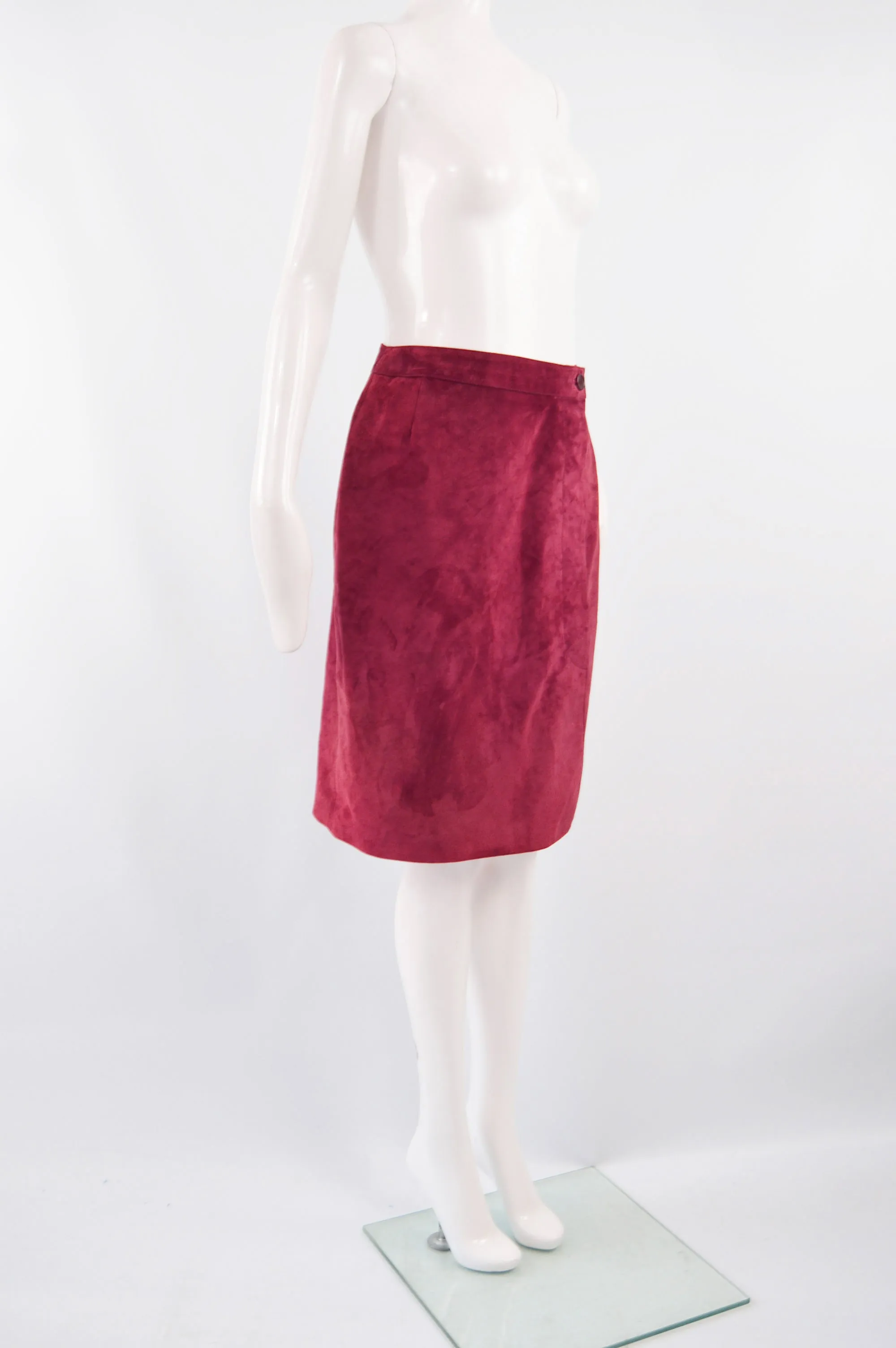 Vintage Cherry Red Suede Skirt, 1980s