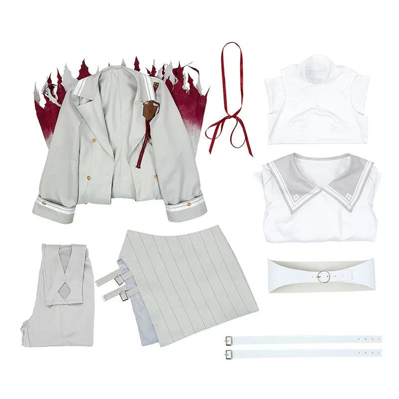 Virtual YouTuber Genzuki Tojiro White Uniform Cosplay Costume