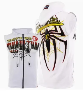 Vszap Spider VTT020 Muay Thai Boxing Vest Hooded Zipper Tank Top S-4XL White