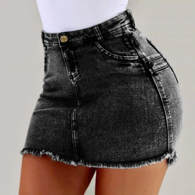 Wenkouban  2022 summer women's denim short skirt sexy wash bag hip skirt 4 colors wrap skirts summer