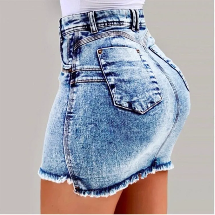 Wenkouban  2022 summer women's denim short skirt sexy wash bag hip skirt 4 colors wrap skirts summer