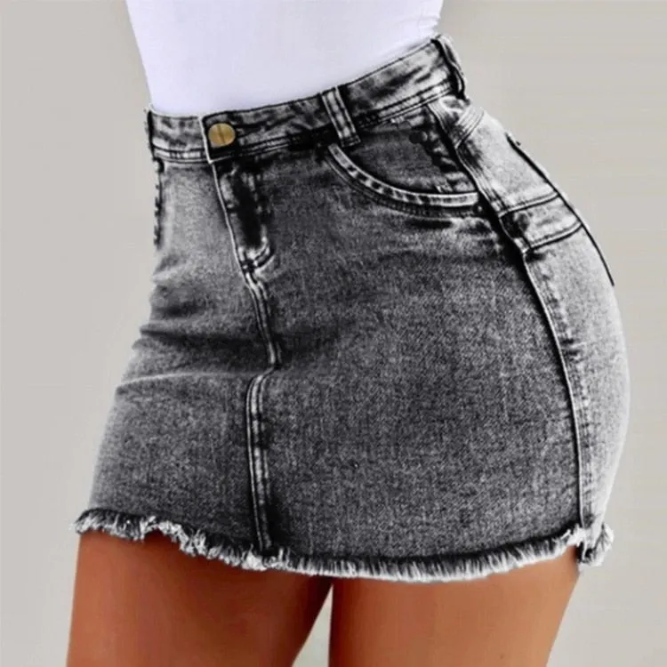 Wenkouban  2022 summer women's denim short skirt sexy wash bag hip skirt 4 colors wrap skirts summer