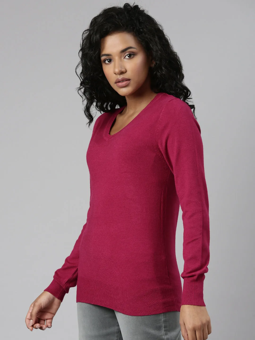 Women Fuchsia Solid Regular Top