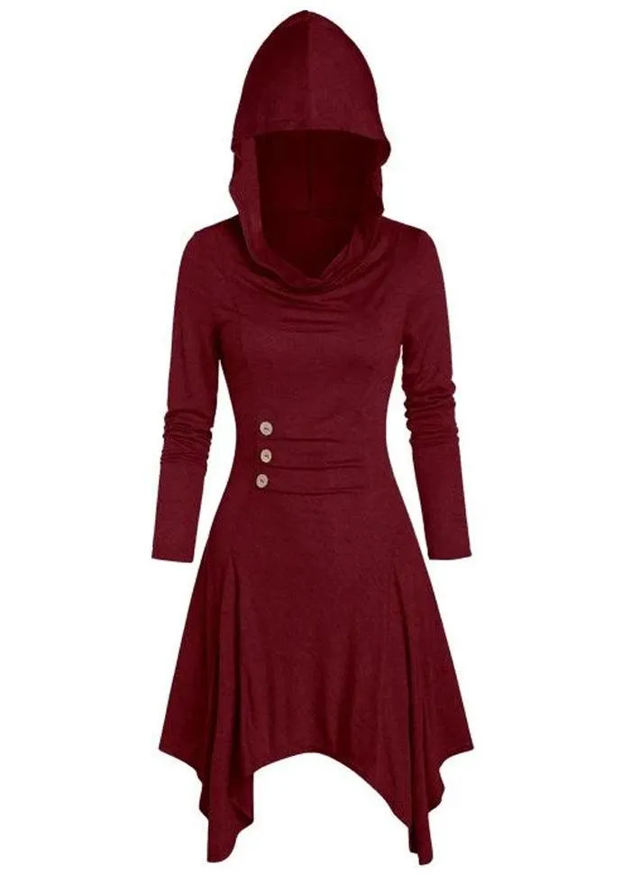 Women's Clothing Plus Size Dress Hooded Casual Loose Elastic Solid Color Coat