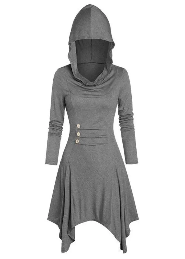 Women's Clothing Plus Size Dress Hooded Casual Loose Elastic Solid Color Coat