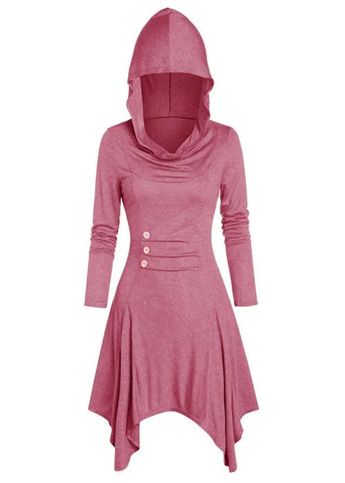 Women's Clothing Plus Size Dress Hooded Casual Loose Elastic Solid Color Coat