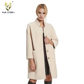 Women's Coats Sheep Shearing Fur Coat Women with Stand Collar Winter Sheep Sheared Christmas gift Fur Story FS17142