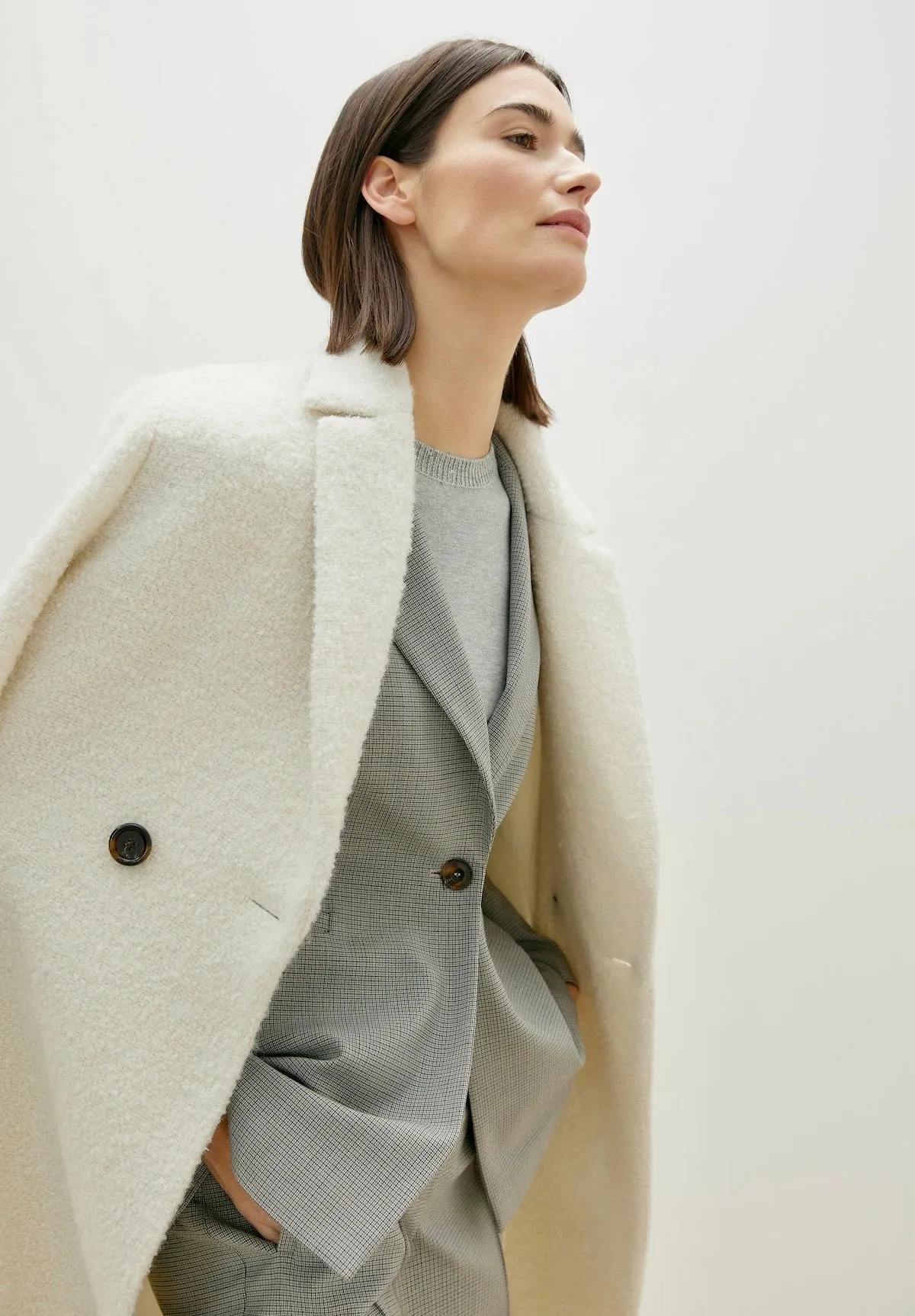 Wool Coat with a Bouclé Finish