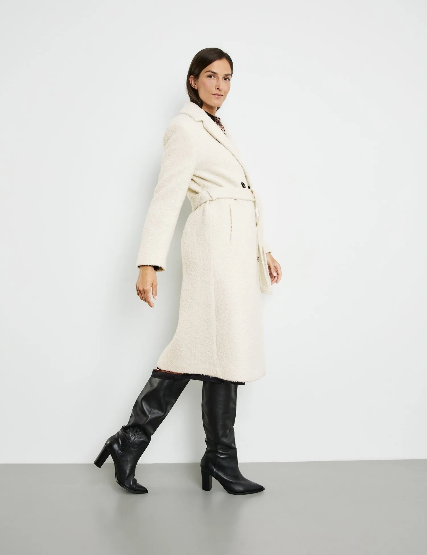 Wool Coat with a Bouclé Finish