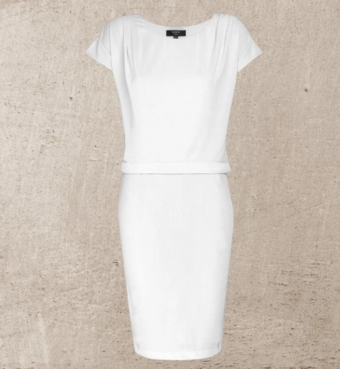 Yanny London White, Patrice, Cap Sleeve Dress UK 10 US 6 EU 38 RRP £105