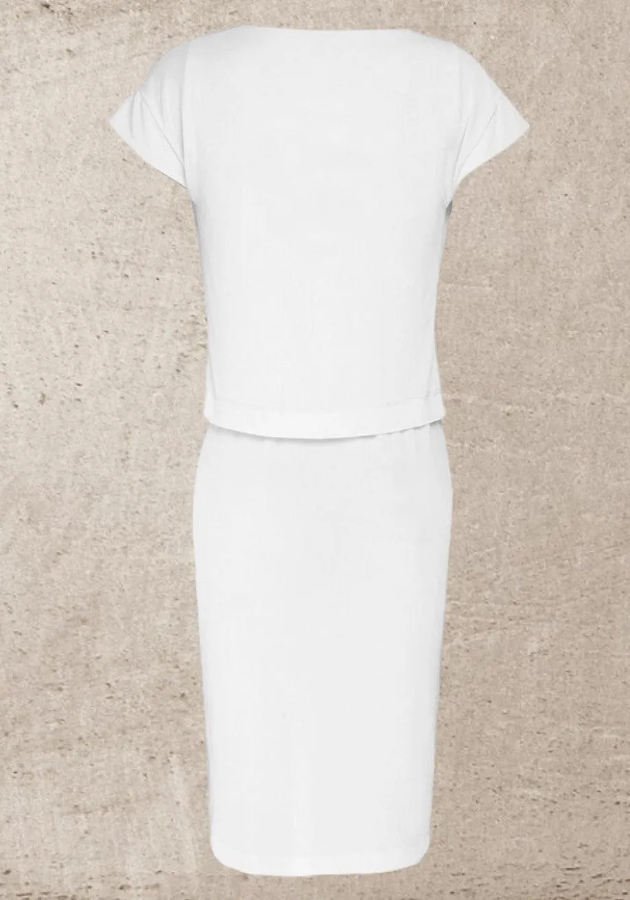 Yanny London White, Patrice, Cap Sleeve Dress UK 10 US 6 EU 38 RRP £105